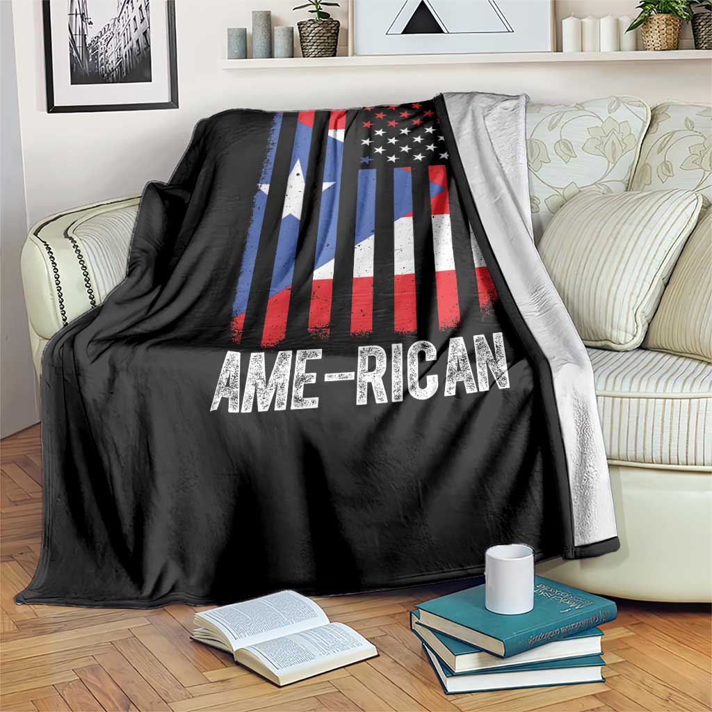 Puerto Rican American Flag Throw Blanket AME-RICAN Boricua Pride TS10 Print Your Wear