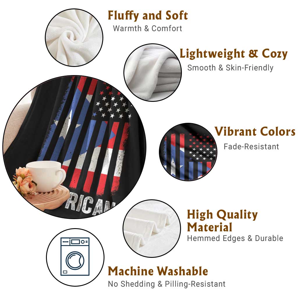 Puerto Rican American Flag Throw Blanket AME-RICAN Boricua Pride TS10 Print Your Wear