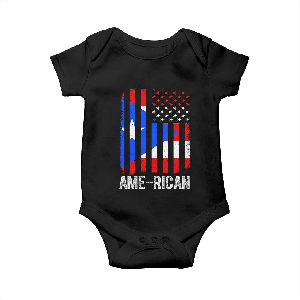 Puerto Rican American Flag Baby Onesie AME-RICAN Boricua Pride TS10 Black Print Your Wear