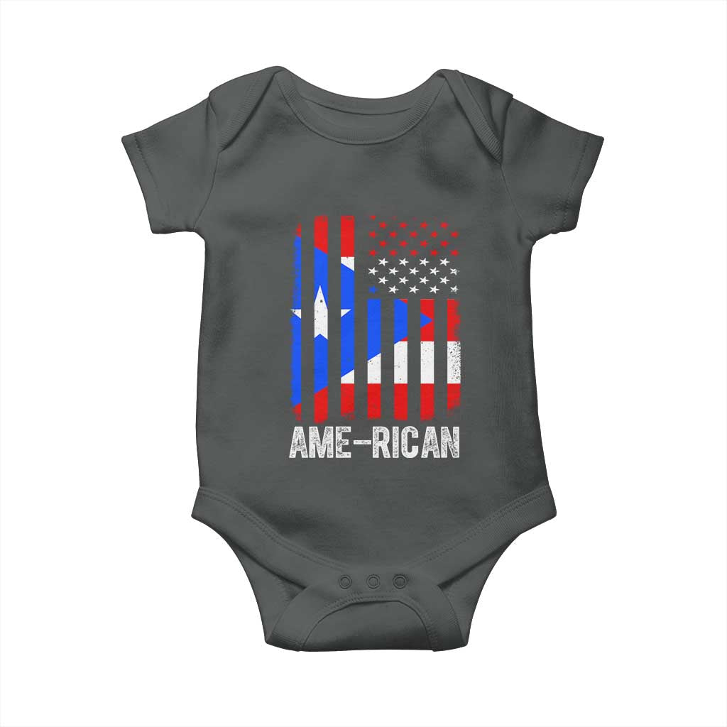 Puerto Rican American Flag Baby Onesie AME-RICAN Boricua Pride TS10 Dark Heather Print Your Wear