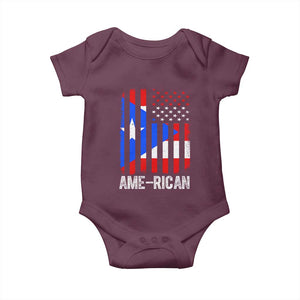 Puerto Rican American Flag Baby Onesie AME-RICAN Boricua Pride TS10 Maroon Print Your Wear