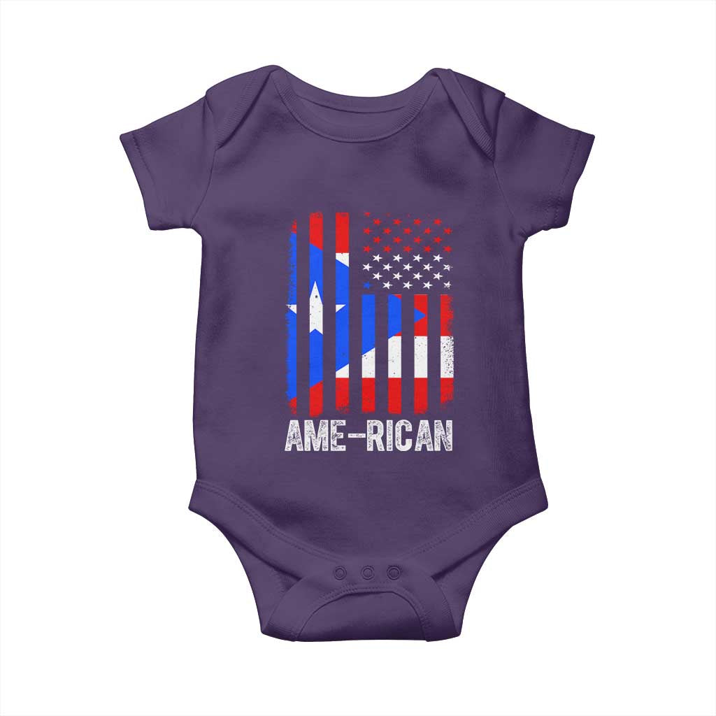 Puerto Rican American Flag Baby Onesie AME-RICAN Boricua Pride TS10 Purple Print Your Wear