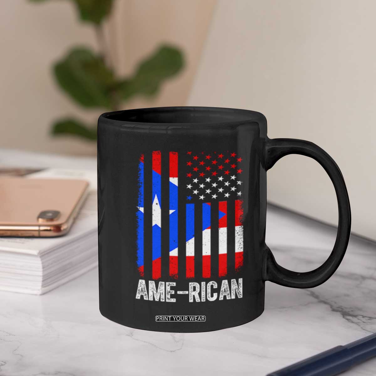 Puerto Rican American Flag Coffee Mug AME-RICAN Boricua Pride TS10 Print Your Wear