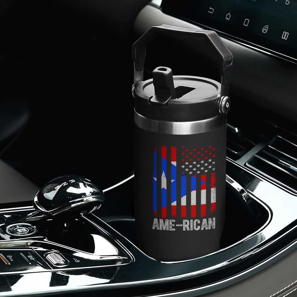 Puerto Rican American Flag Flip Straw Tumbler AME-RICAN Boricua Pride TS10 Print Your Wear