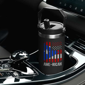 Puerto Rican American Flag Flip Straw Tumbler AME-RICAN Boricua Pride TS10 Print Your Wear