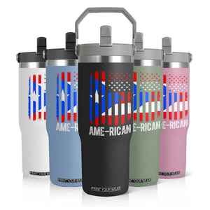 Puerto Rican American Flag Flip Straw Tumbler AME-RICAN Boricua Pride TS10 Print Your Wear
