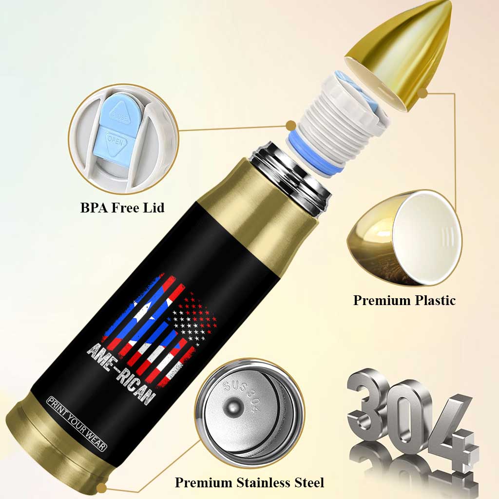 Puerto Rican American Flag Bullet Tumbler AME-RICAN Boricua Pride TS10 Print Your Wear