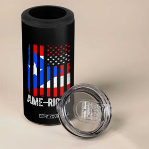 Puerto Rican American Flag 4 in 1 Can Cooler Tumbler AME-RICAN Boricua Pride TS10 Print Your Wear