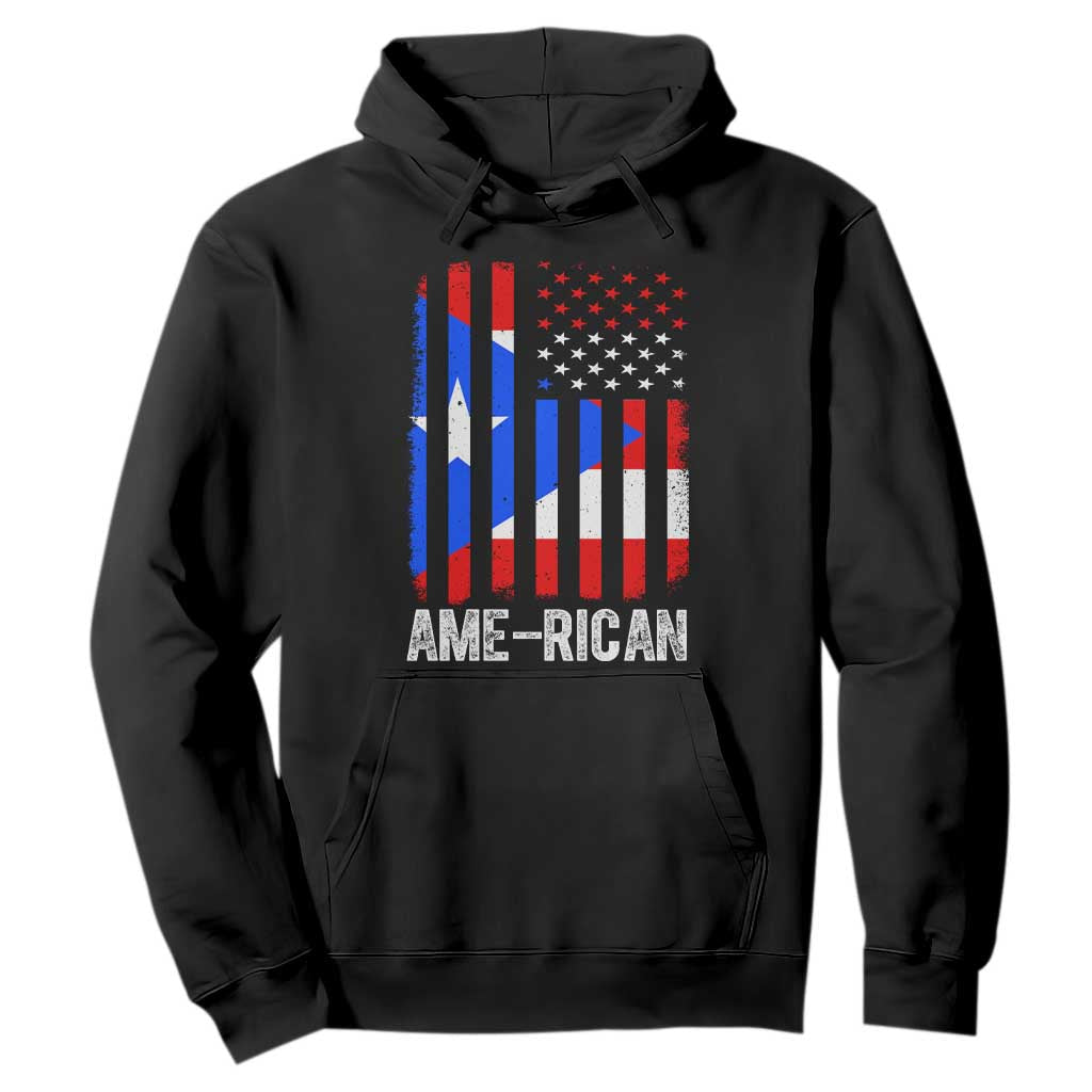 Puerto Rican American Flag Hoodie AME-RICAN Boricua Pride TS10 Black Print Your Wear