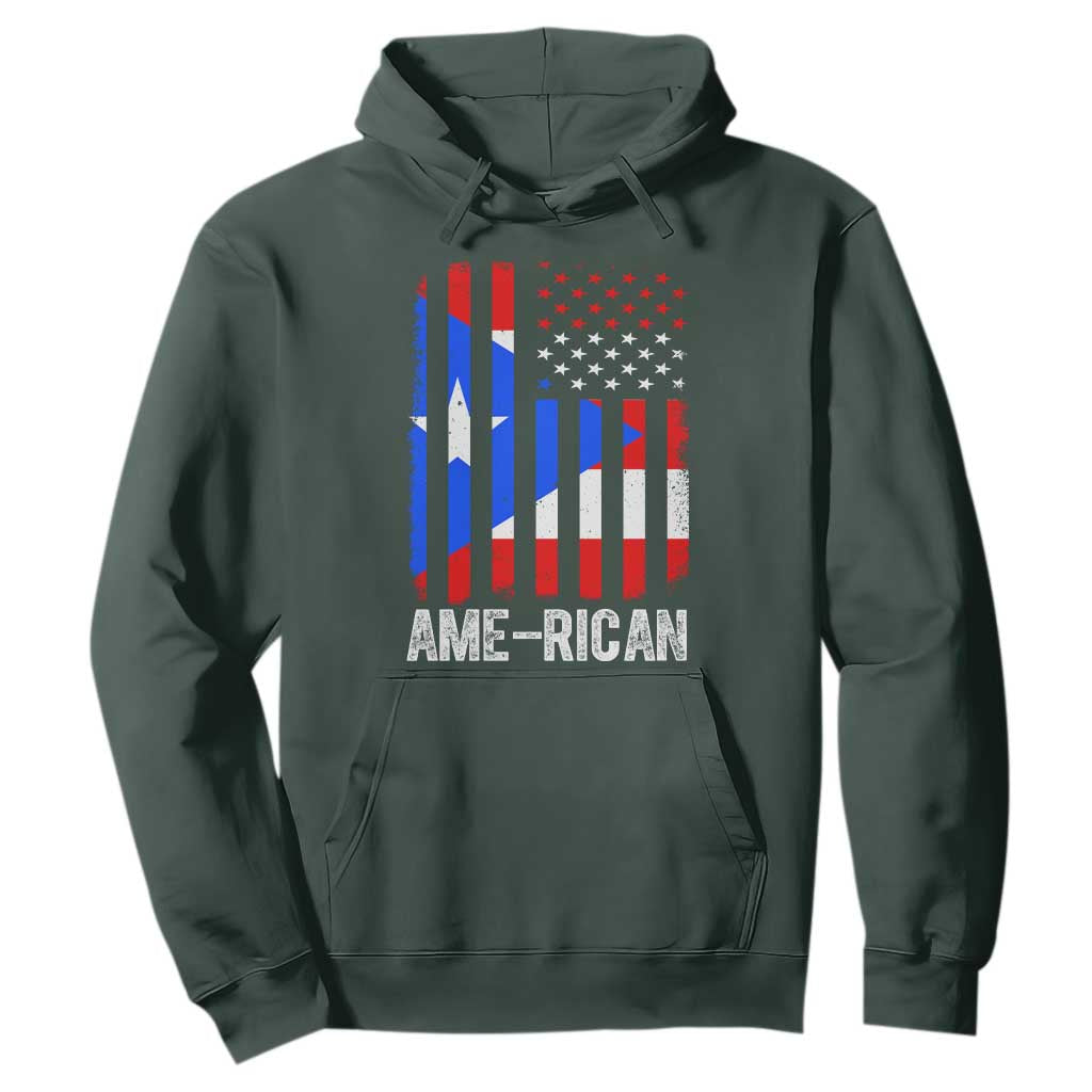 Puerto Rican American Flag Hoodie AME-RICAN Boricua Pride TS10 Dark Forest Green Print Your Wear