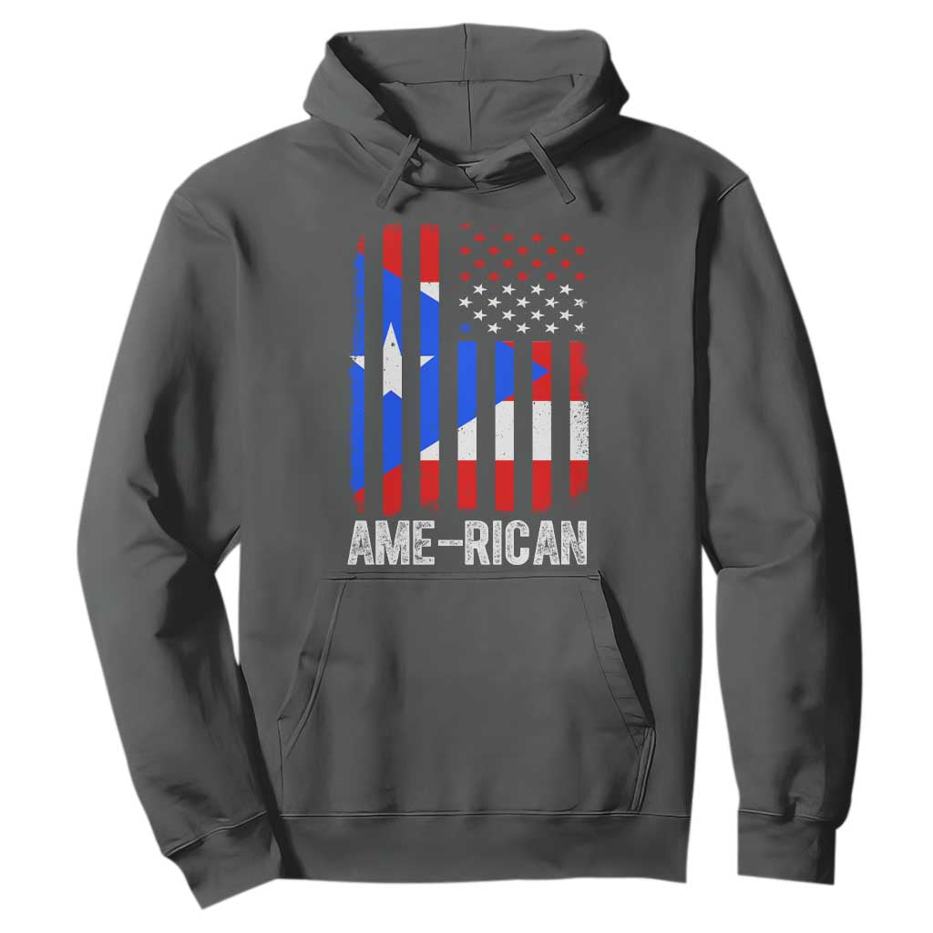 Puerto Rican American Flag Hoodie AME-RICAN Boricua Pride TS10 Dark Heather Print Your Wear