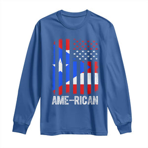Puerto Rican American Flag Long Sleeve Shirt AME-RICAN Boricua Pride TS10 Royal Blue Print Your Wear