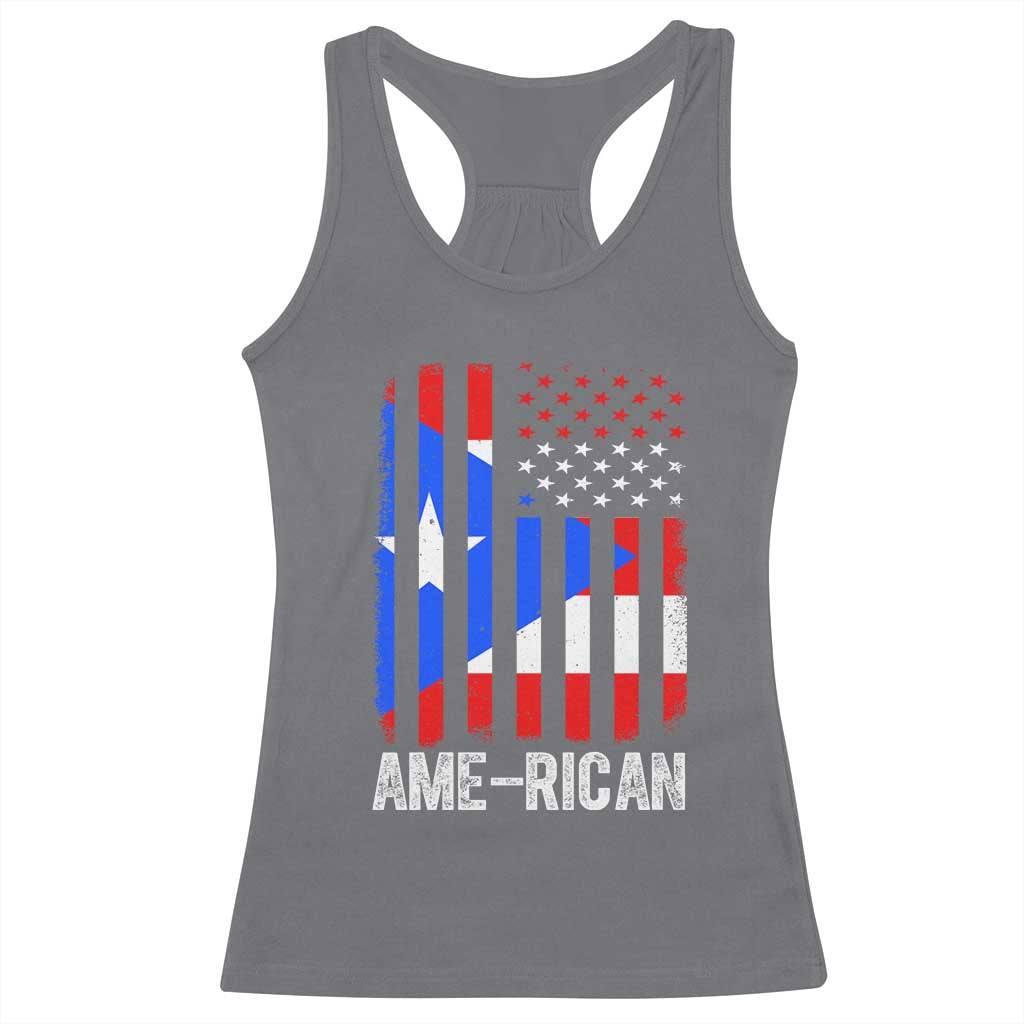 Puerto Rican American Flag Racerback Tank Top AME-RICAN Boricua Pride TS10 Charcoal Print Your Wear