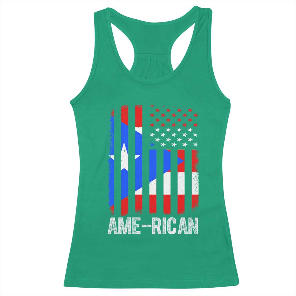 Puerto Rican American Flag Racerback Tank Top AME-RICAN Boricua Pride TS10 Irish Green Print Your Wear