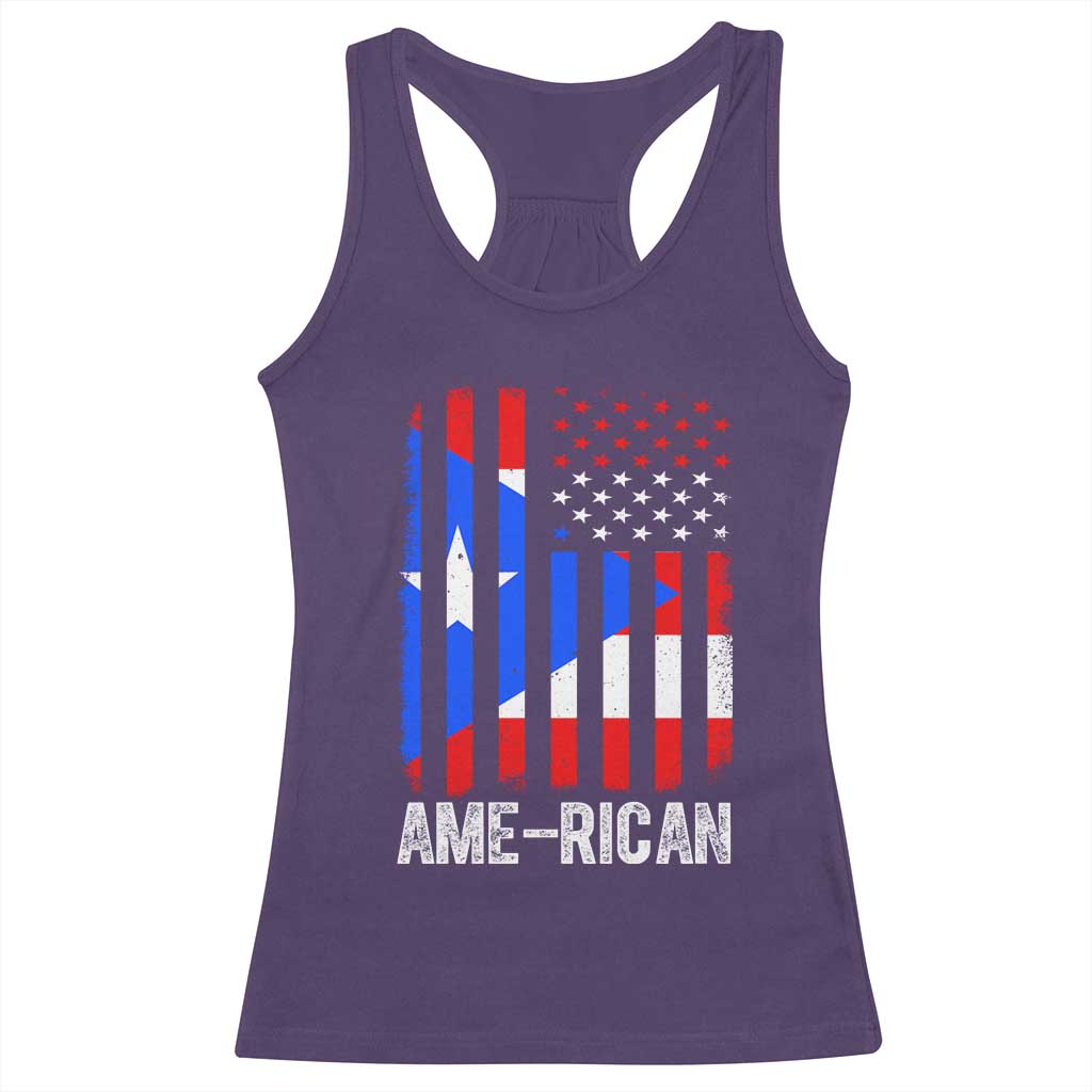 Puerto Rican American Flag Racerback Tank Top AME-RICAN Boricua Pride TS10 Purple Print Your Wear