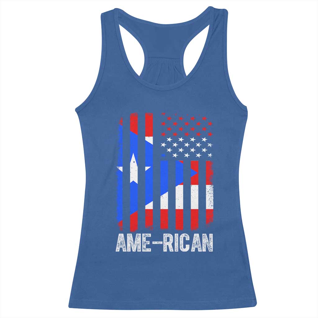 Puerto Rican American Flag Racerback Tank Top AME-RICAN Boricua Pride TS10 Royal Blue Print Your Wear