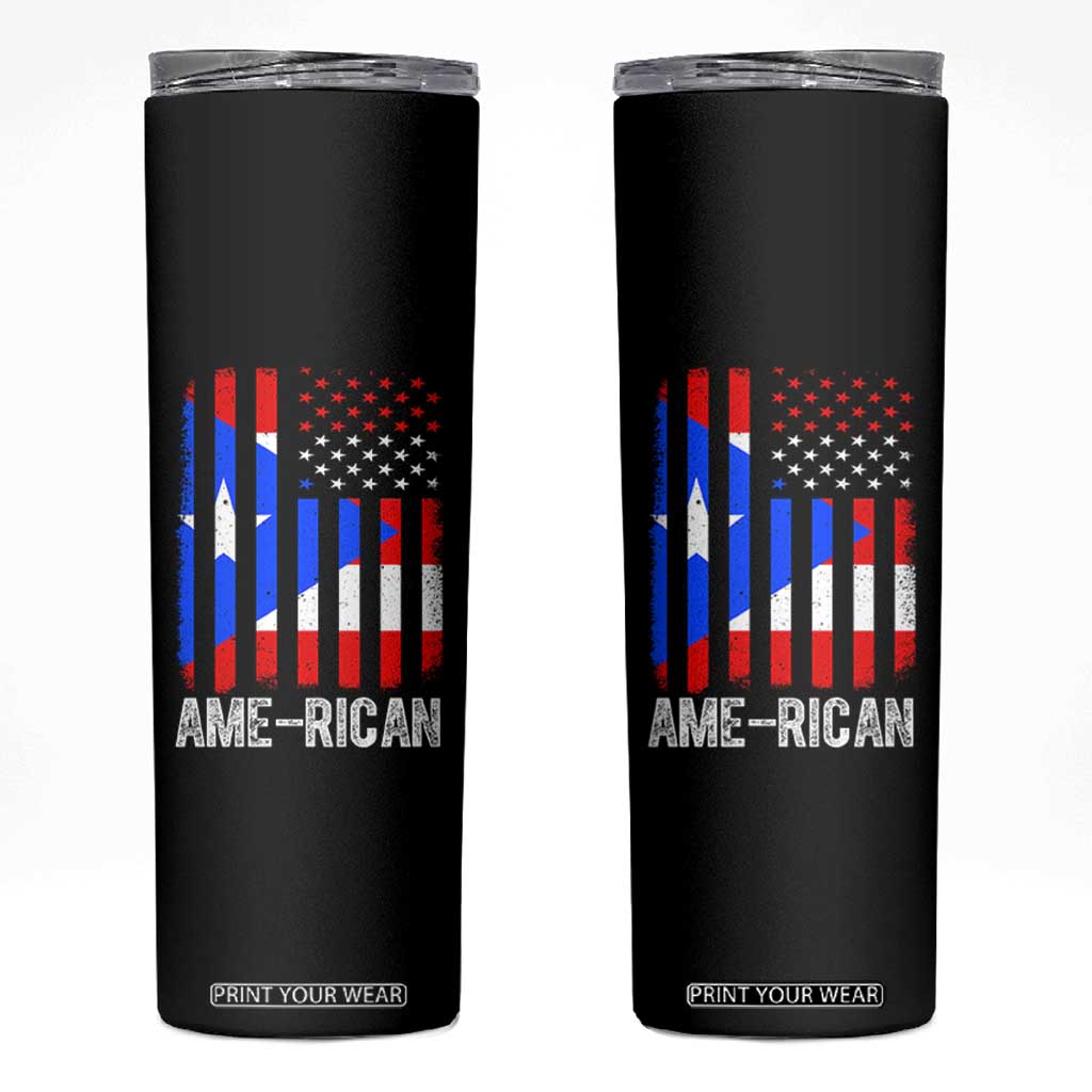 Puerto Rican American Flag Skinny Tumbler AME-RICAN Boricua Pride TS10 Black Print Your Wear