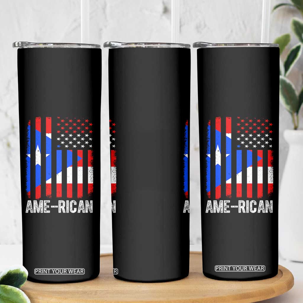 Puerto Rican American Flag Skinny Tumbler AME-RICAN Boricua Pride TS10 Print Your Wear