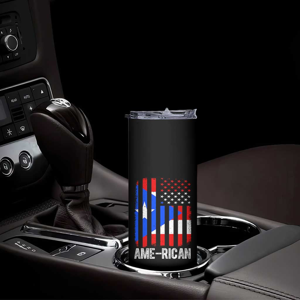 Puerto Rican American Flag Skinny Tumbler AME-RICAN Boricua Pride TS10 Print Your Wear