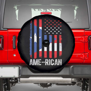 Puerto Rican American Flag Spare Tire Cover AME-RICAN Boricua Pride TS10 Black Print Your Wear