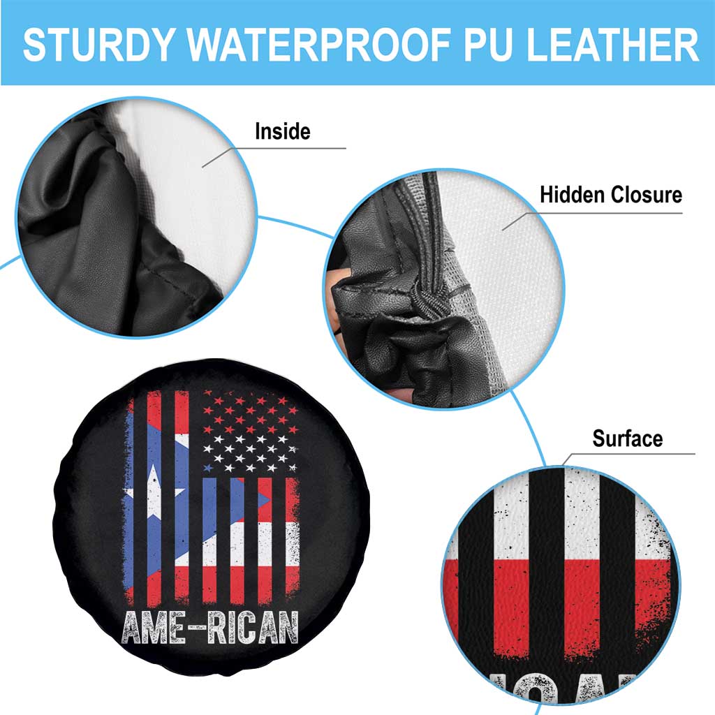 Puerto Rican American Flag Spare Tire Cover AME-RICAN Boricua Pride TS10 Print Your Wear