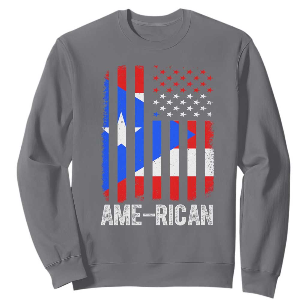 Puerto Rican American Flag Sweatshirt AME-RICAN Boricua Pride TS10 Charcoal Print Your Wear