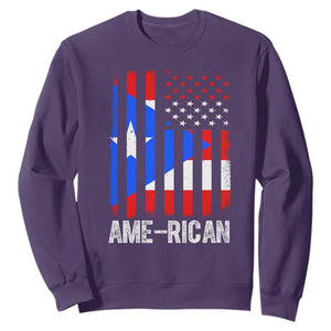 Puerto Rican American Flag Sweatshirt AME-RICAN Boricua Pride TS10 Purple Print Your Wear