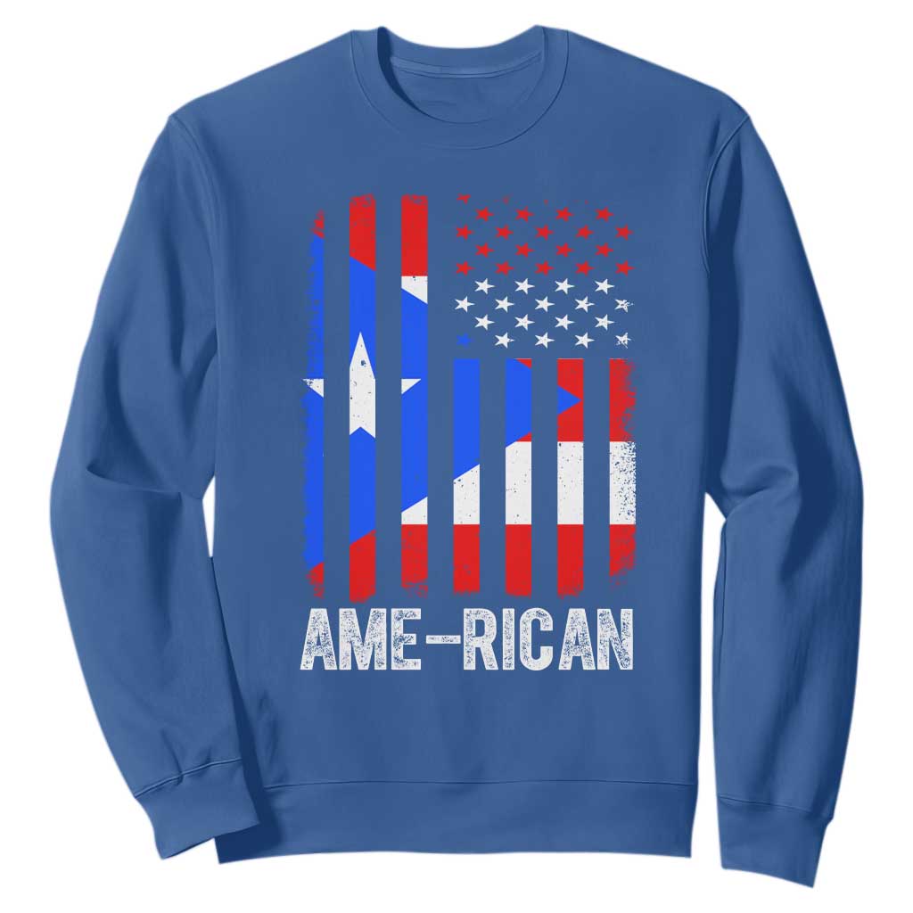 Puerto Rican American Flag Sweatshirt AME-RICAN Boricua Pride TS10 Royal Blue Print Your Wear