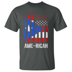 Puerto Rican American Flag T Shirt AME-RICAN Boricua Pride TS10 Dark Heather Print Your Wear