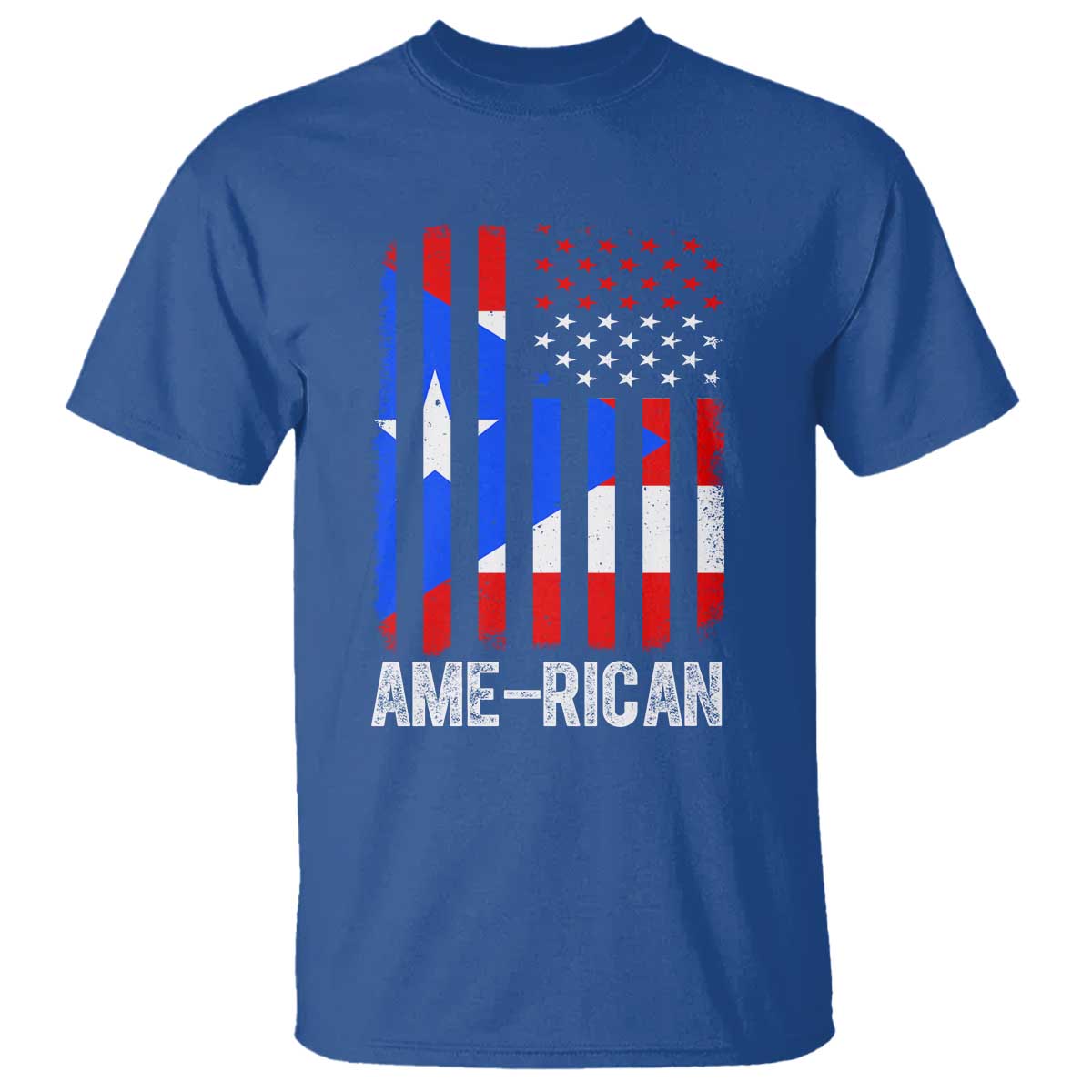 Puerto Rican American Flag T Shirt AME-RICAN Boricua Pride TS10 Royal Blue Print Your Wear
