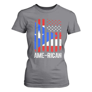 Puerto Rican American Flag T Shirt For Women AME-RICAN Boricua Pride TS10 Charcoal Print Your Wear