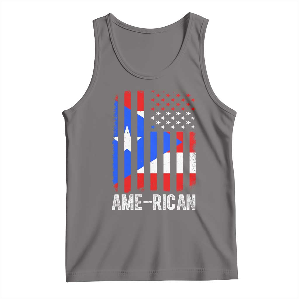 Puerto Rican American Flag Tank Top AME-RICAN Boricua Pride TS10 Deep Heather Print Your Wear
