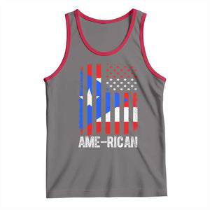 Puerto Rican American Flag Tank Top AME-RICAN Boricua Pride TS10 Deep Heather Red Print Your Wear