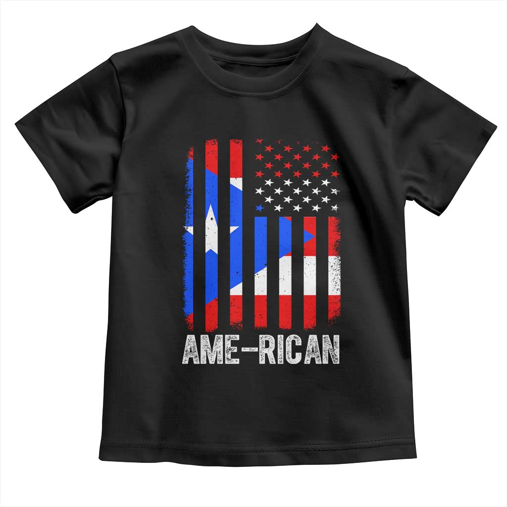 Puerto Rican American Flag Toddler T Shirt AME-RICAN Boricua Pride TS10 Black Print Your Wear