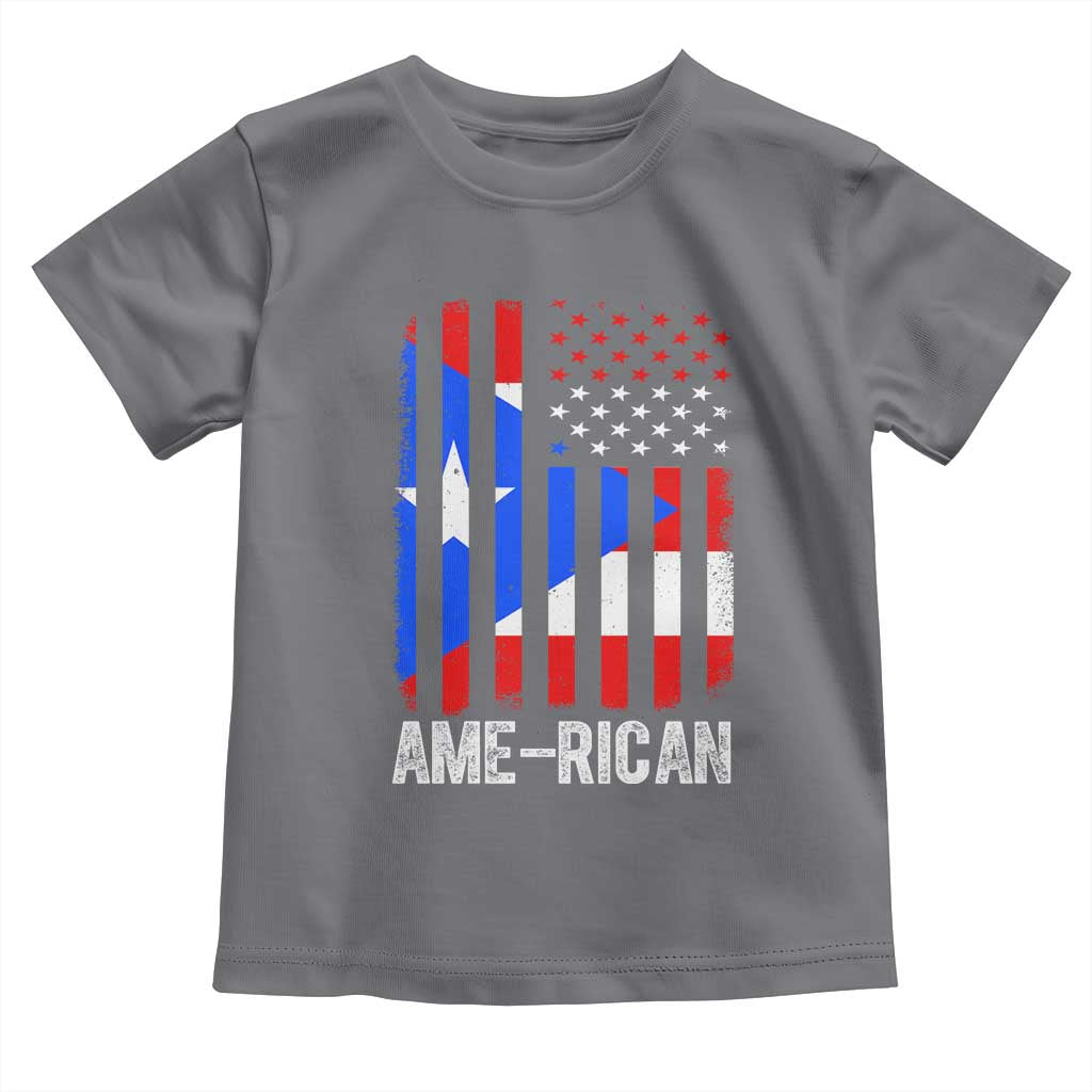 Puerto Rican American Flag Toddler T Shirt AME-RICAN Boricua Pride TS10 Charcoal Print Your Wear
