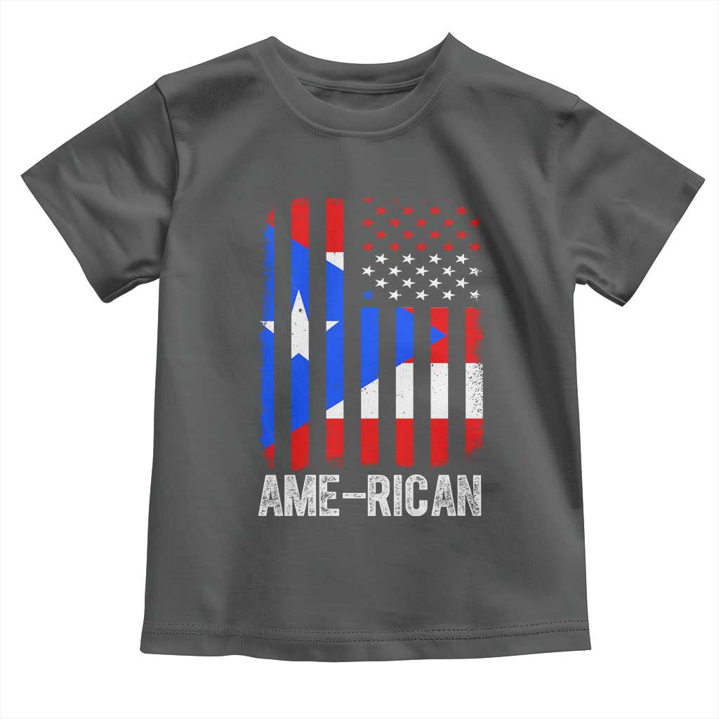 Puerto Rican American Flag Toddler T Shirt AME-RICAN Boricua Pride TS10 Dark Heather Print Your Wear