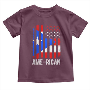Puerto Rican American Flag Toddler T Shirt AME-RICAN Boricua Pride TS10 Maroon Print Your Wear