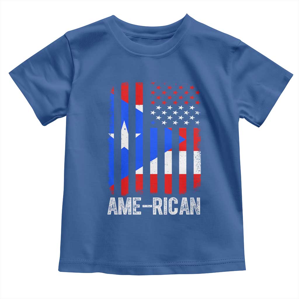 Puerto Rican American Flag Toddler T Shirt AME-RICAN Boricua Pride TS10 Royal Blue Print Your Wear