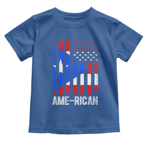 Puerto Rican American Flag Toddler T Shirt AME-RICAN Boricua Pride TS10 Royal Blue Print Your Wear