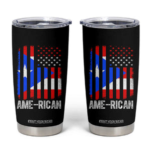 Puerto Rican American Flag Tumbler Cup AME-RICAN Boricua Pride TS10 Black Print Your Wear