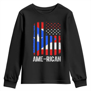 Puerto Rican American Flag Youth Sweatshirt AME-RICAN Boricua Pride TS10 Black Print Your Wear