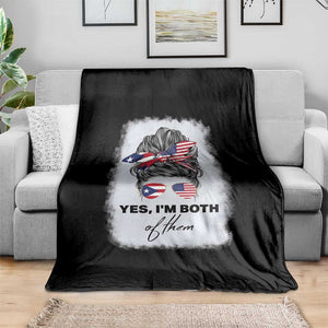 Yes I’m Both Puerto Rican American Throw Blanket Messy Bun Boricua Woman Pride TS10 Print Your Wear