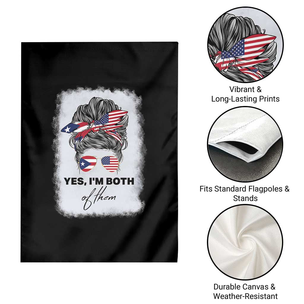 Yes I’m Both Puerto Rican American Garden Flag Messy Bun Boricua Woman Pride TS10 Print Your Wear