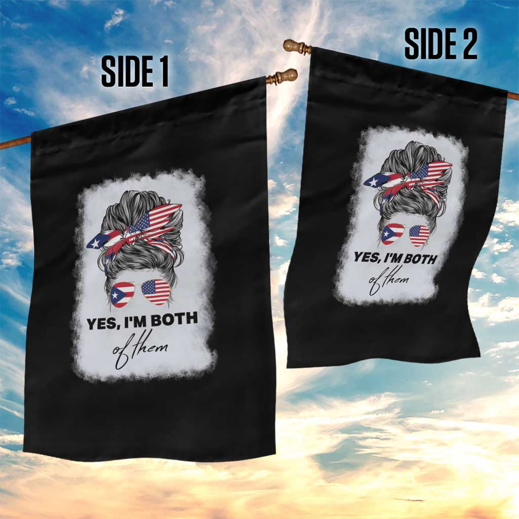 Yes I’m Both Puerto Rican American Garden Flag Messy Bun Boricua Woman Pride TS10 Print Your Wear