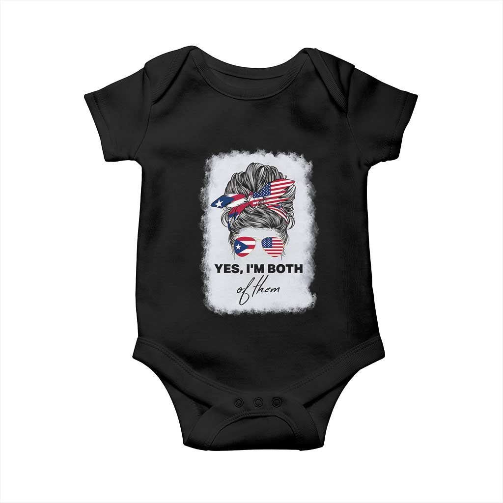Yes I’m Both Puerto Rican American Baby Onesie Messy Bun Boricua Woman Pride TS10 Black Print Your Wear