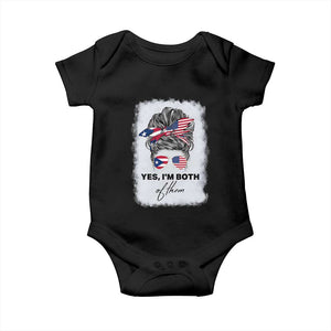 Yes I’m Both Puerto Rican American Baby Onesie Messy Bun Boricua Woman Pride TS10 Black Print Your Wear