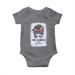 Yes I’m Both Puerto Rican American Baby Onesie Messy Bun Boricua Woman Pride TS10 Charcoal Print Your Wear
