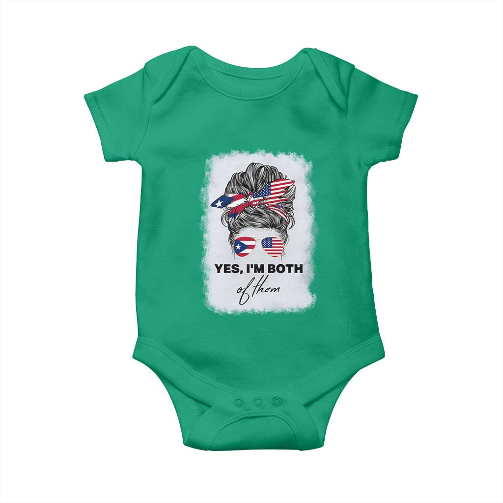 Yes I’m Both Puerto Rican American Baby Onesie Messy Bun Boricua Woman Pride TS10 Irish Green Print Your Wear