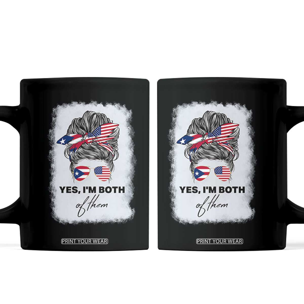 Yes I’m Both Puerto Rican American Coffee Mug Messy Bun Boricua Woman Pride TS10 Black Print Your Wear