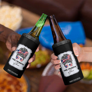 Yes I’m Both Puerto Rican American 4 in 1 Can Cooler Tumbler Messy Bun Boricua Woman Pride TS10 Print Your Wear